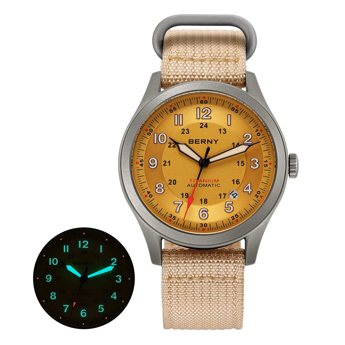 vastara berny full titanium es for sapphire super luminous field pilot date sports easy read watch 48 - sports unisex