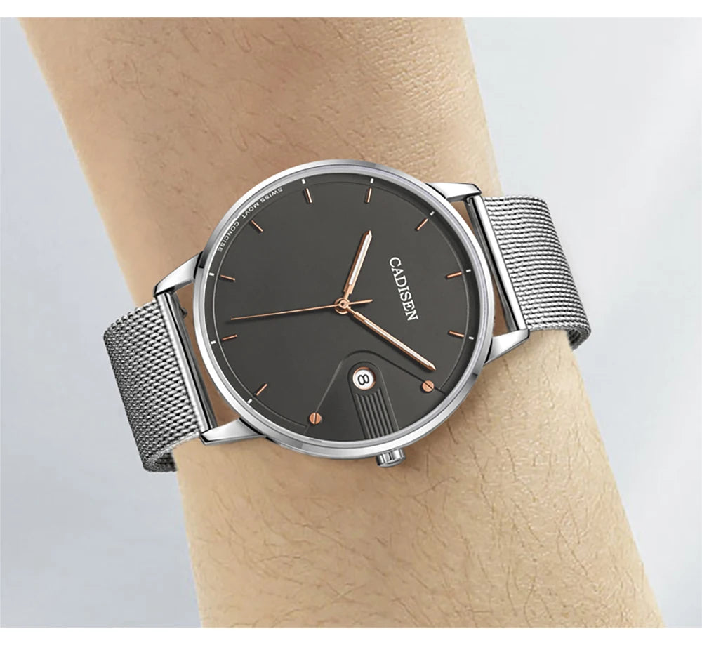 vastara - cadisen men’s sapphire quartz watch with milano mesh strap watch 10 - casual luxury timepiece timepiece with