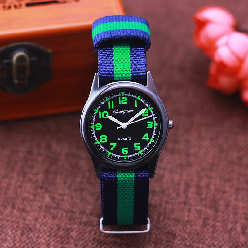 Chaoyada Woman Man Color Stripe Canvas Strap Wrist - Premium Quality Product