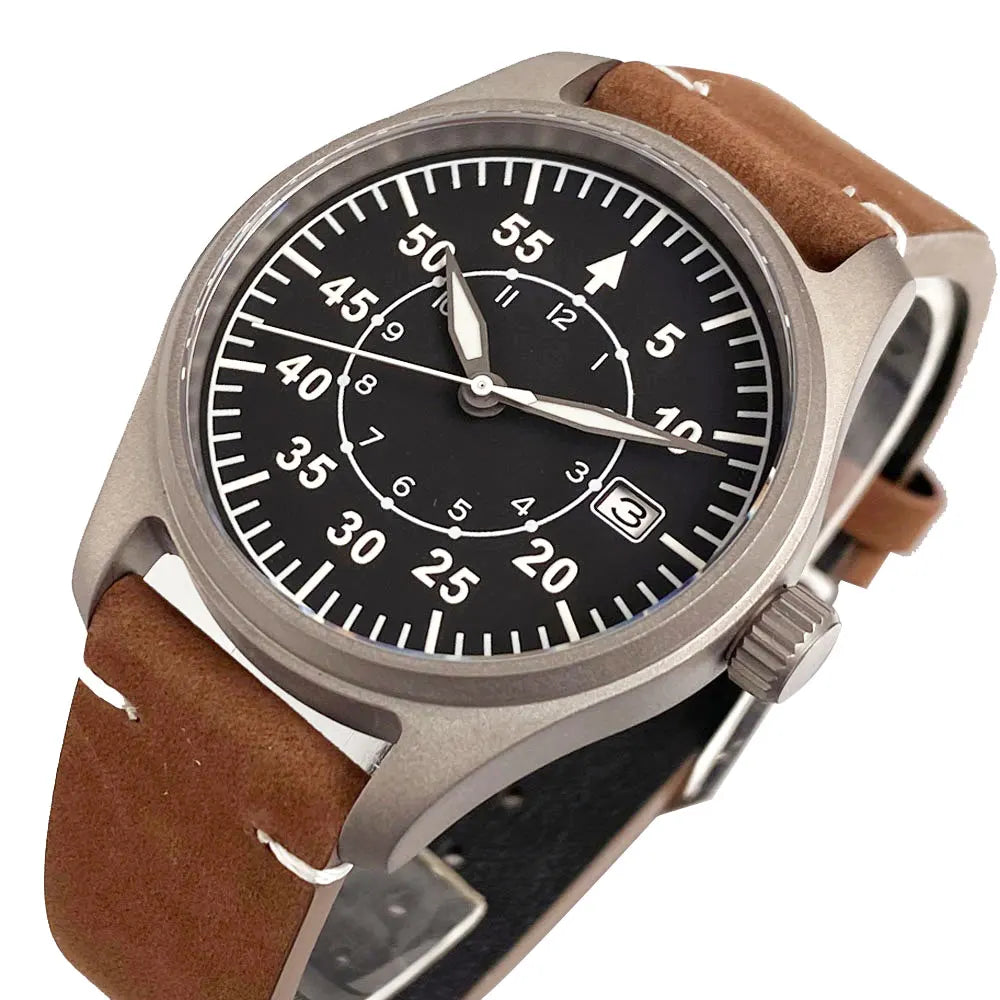 Tandorio mm Titanium Case Titanium Hands Pilot - Product Image 9