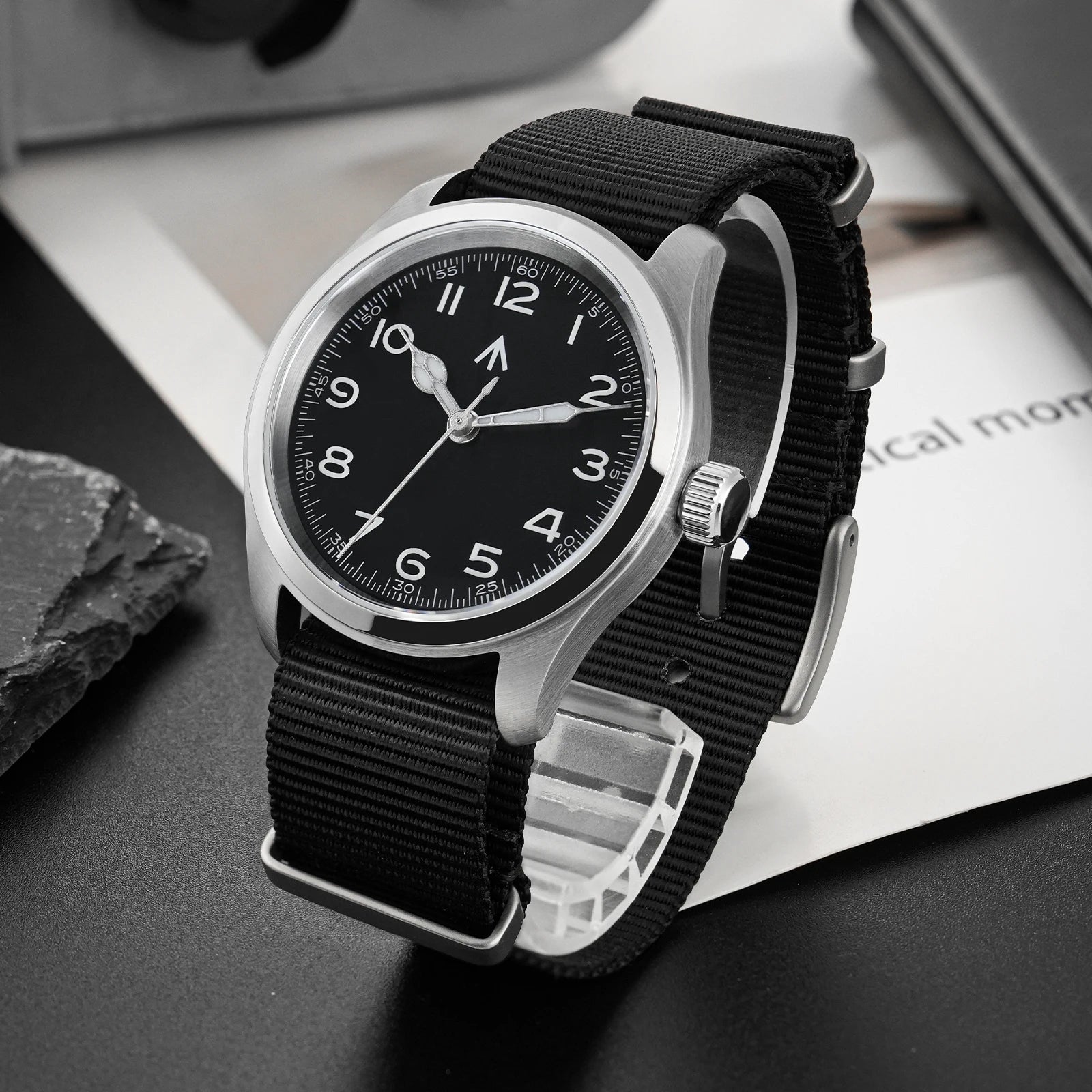 Militado ML Vintage Black Watch VH Sweep Quartz - Product Image 14