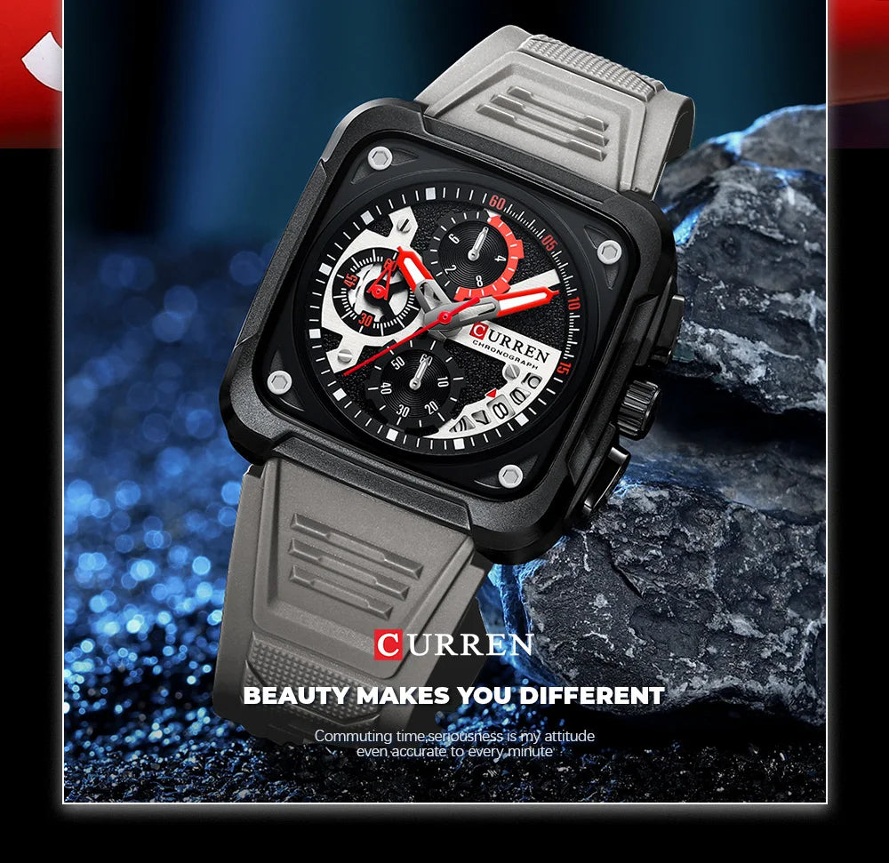 vastara 's es square original luminous chronograph for relogio watch 20 - classic unisex timepiece with chronograph (USA)