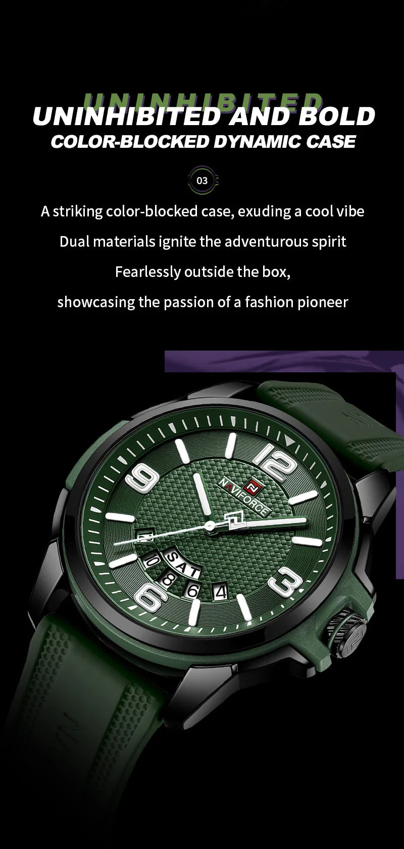 vastara original naviforce for silicone strap business classic wrist es date clock silicone with silicone watch 16 -