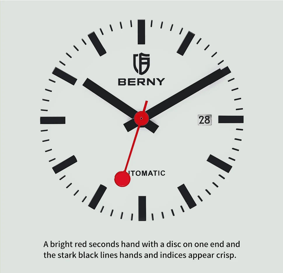 vastara berny for self-wind sappire miyota luminous railroad watch 6 - casual unisex timepiece with stainless steel (USA)