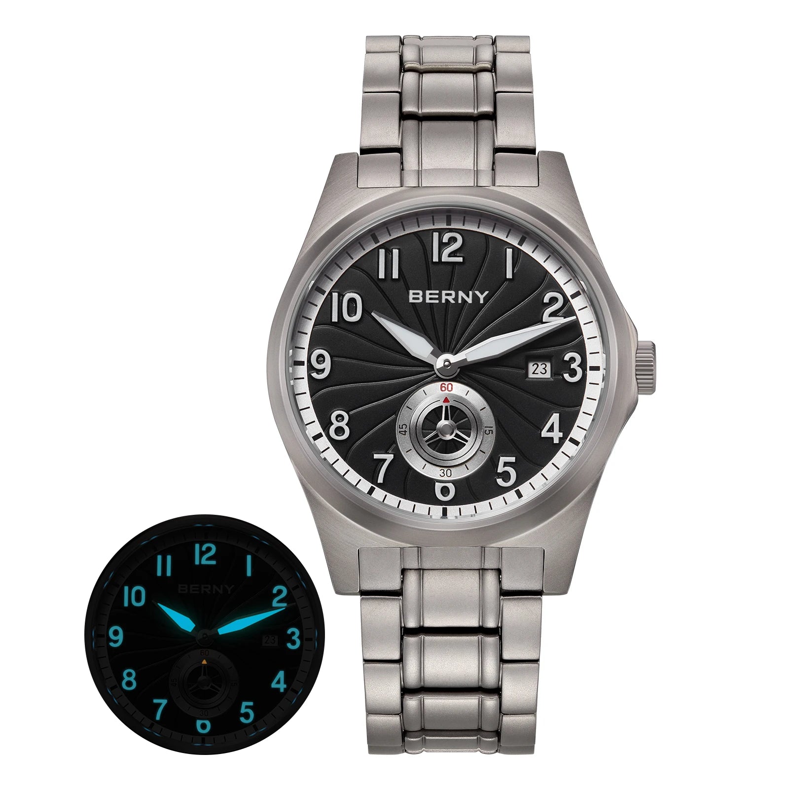 vastara berny full titanium super luminous with sapphire st1731 watch 49 - classic unisex timepiece with stainless steel