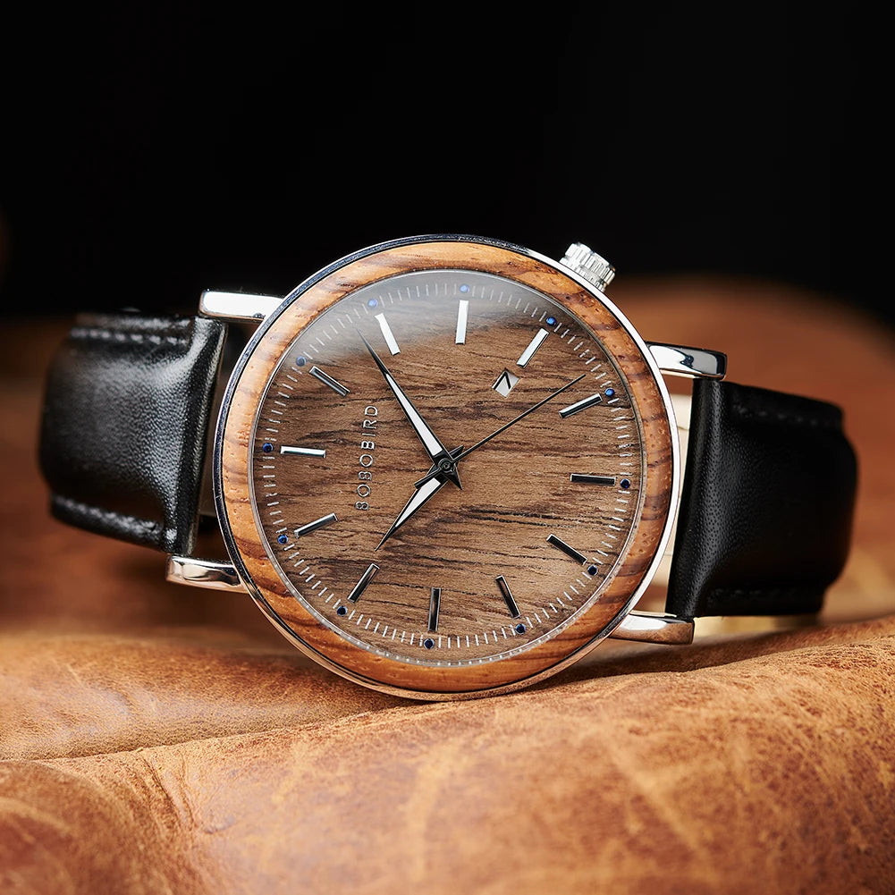 vastara bobo bird men’s wooden watch watch 15 - classic unisex timepiece with stainless steel (USA)