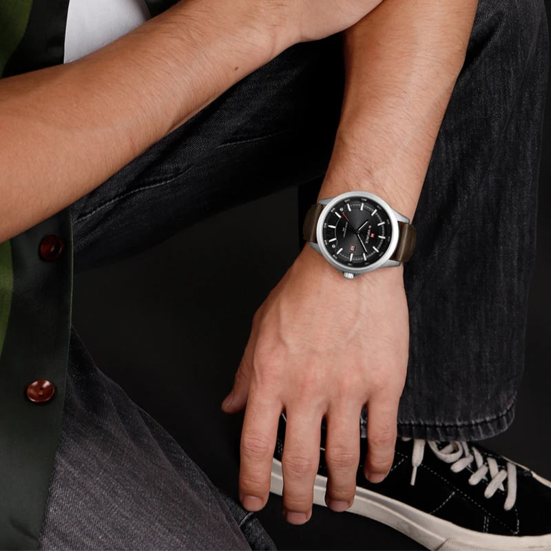 vastara naviforce design es for comfortable genuine leather japanese date gifts for watch detail - reliable movement,