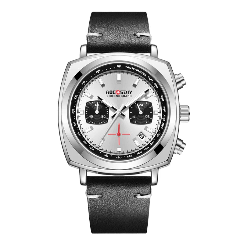 vastara men’s square leather watch watch 8 - modern unisex timepiece with chronograph (USA)