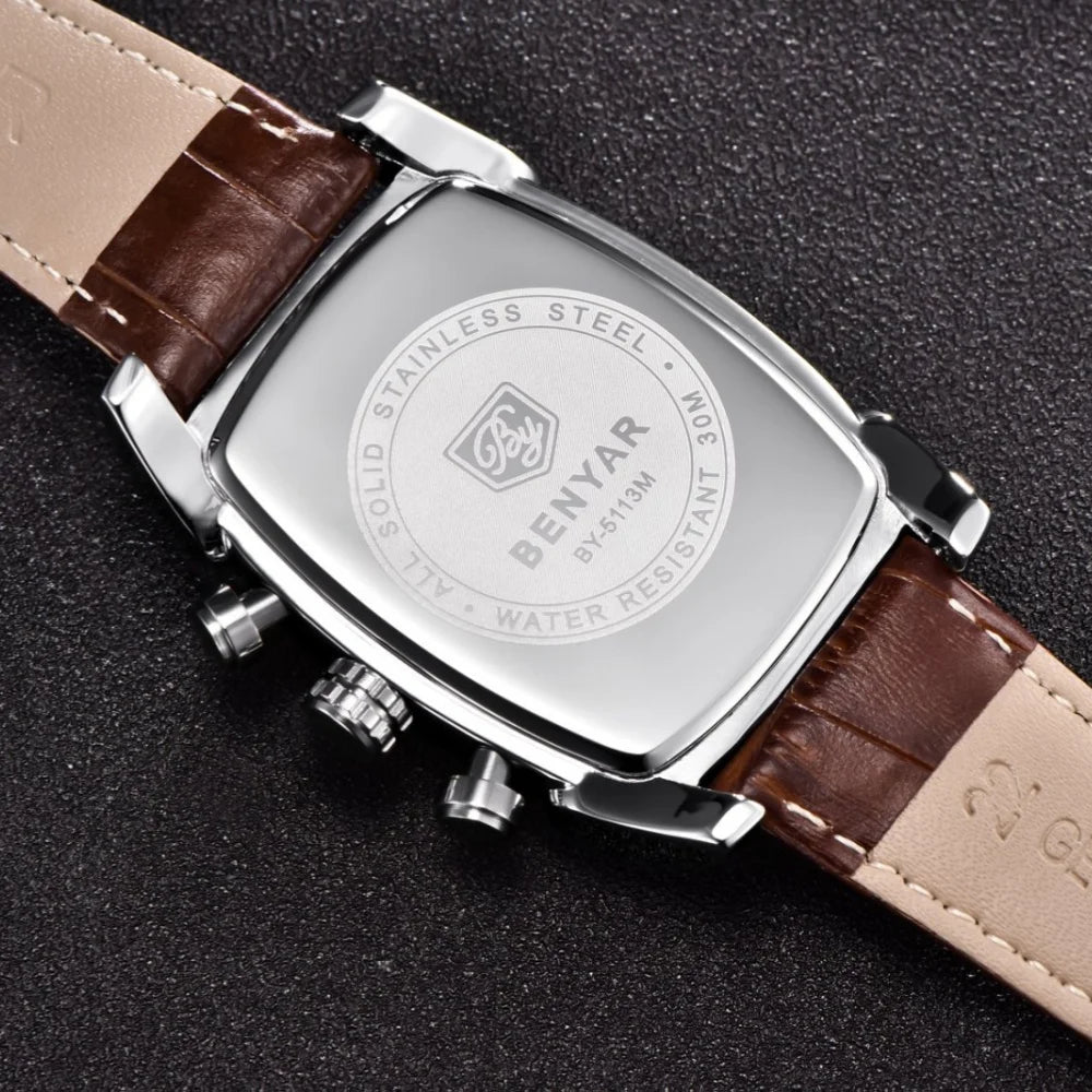 vastara relogio masculino s es chronograph leather military sport rectangle watch 5 - classic unisex timepiece with