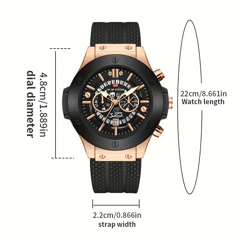 VASTARA vastara black silicone s hand 46mm hollowed out large dial rose unisex timepiece - stainless steel stainless steel