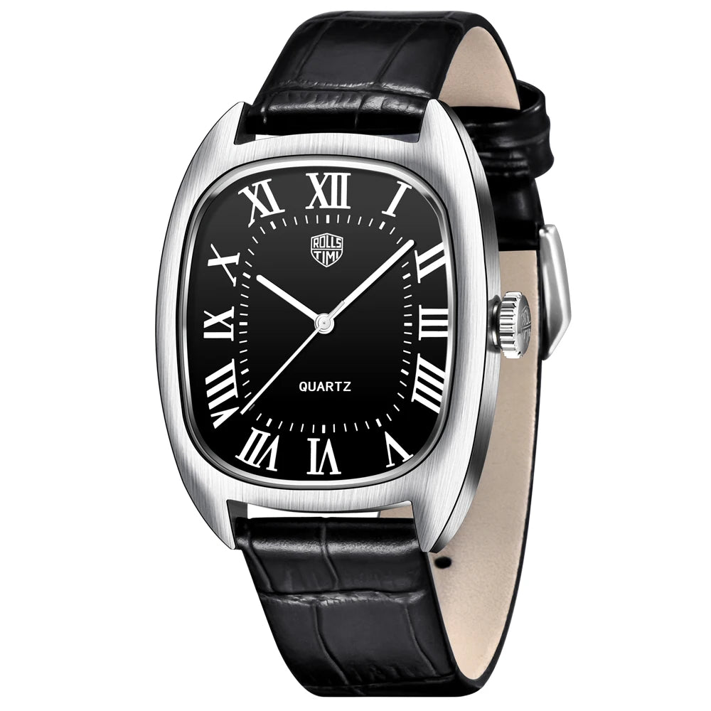 vastara rollstimi oval 's es for vh31 clock gift leather watch 22 - classic unisex timepiece with stainless steel (USA)