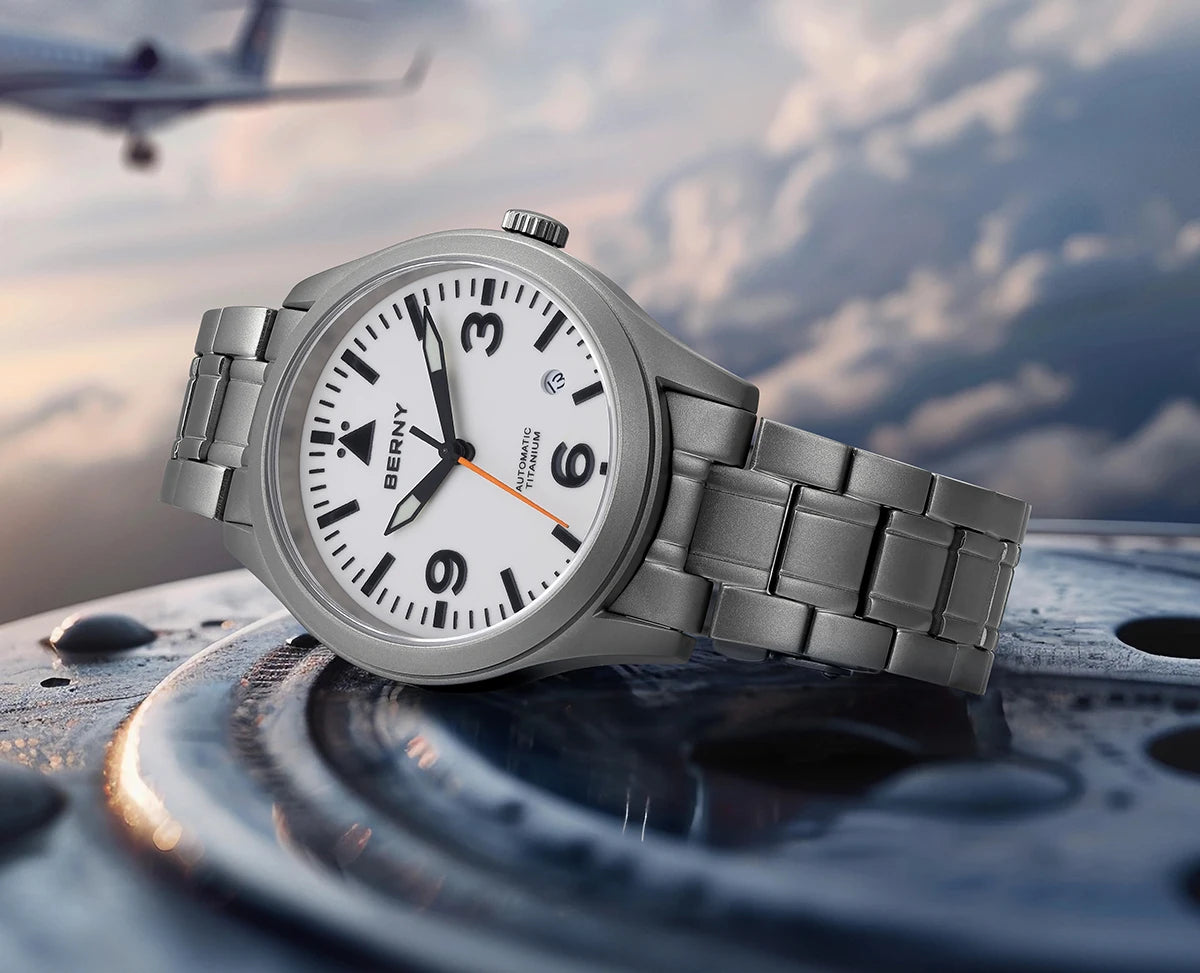 vastara berny pilot titanium sapphire ar coating supper luminous 10bar sport titanium aviation watch 21 - classic unisex