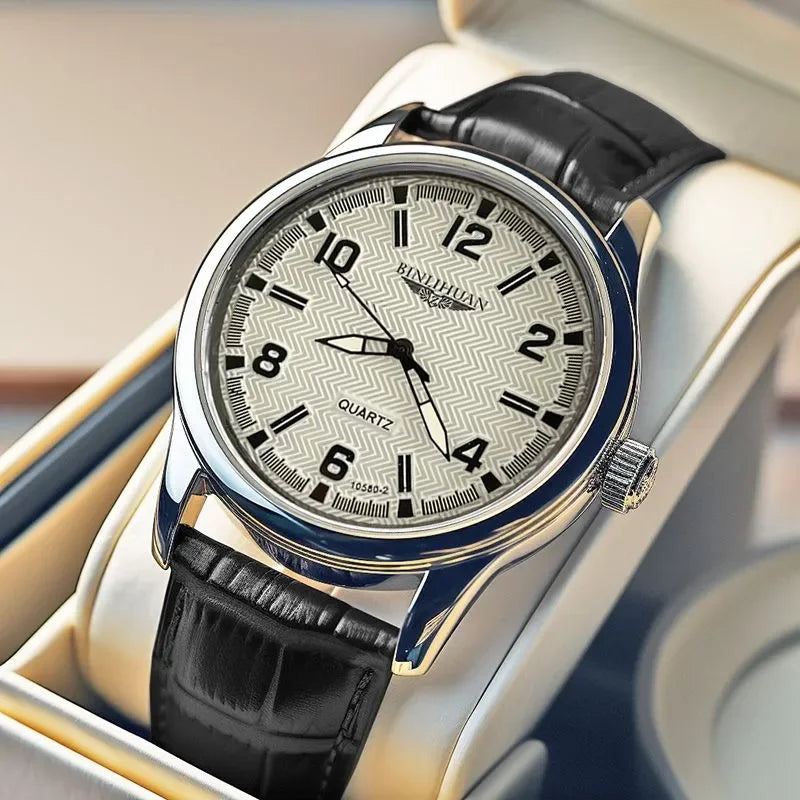 vastara business for clock leather 's es reloj+box 's gift watch 15 - business unisex timepiece with stainless steel (USA)