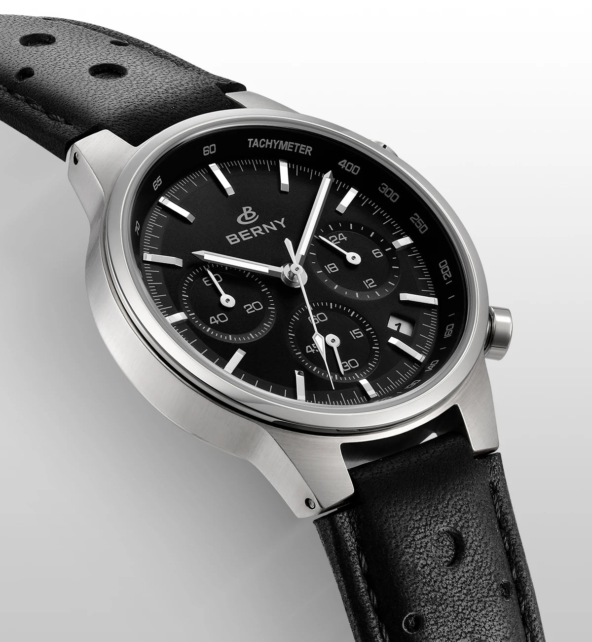 vastara berny chronograph sports for sapphire retro leather watch 16 - casual unisex timepiece with chronograph (USA)