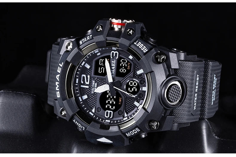 vastara sport military for alarm clock stop led digital back light dual time display 8008 's watch 45 - modern unisex