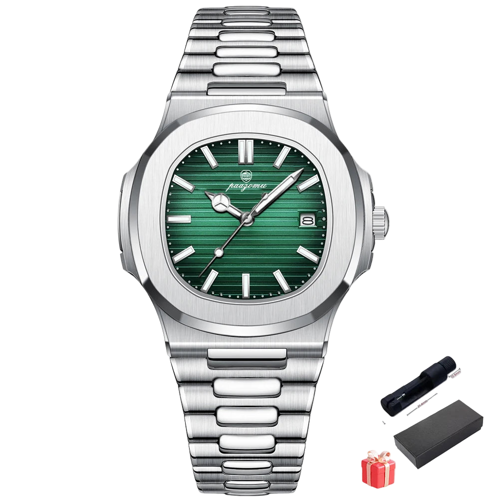 vastara - apexsquare luxe diver quartz watch - casual unisex watch with waterproof in neutral stainless steel (USA)