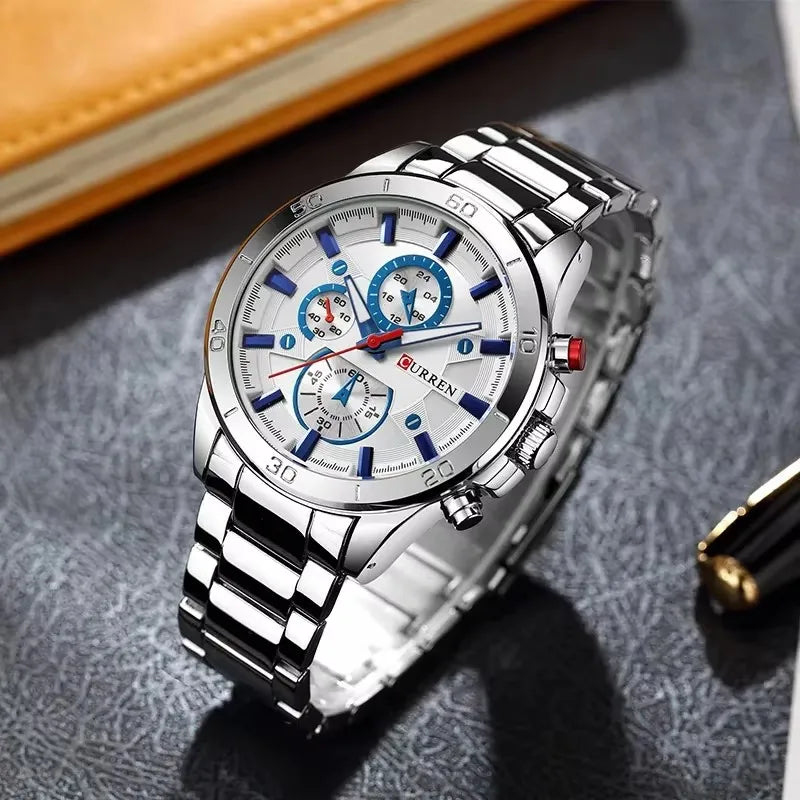 vastara 8275 's stainless steel strap night light chronograph casual 's clock gift watch 6 - casual unisex timepiece with