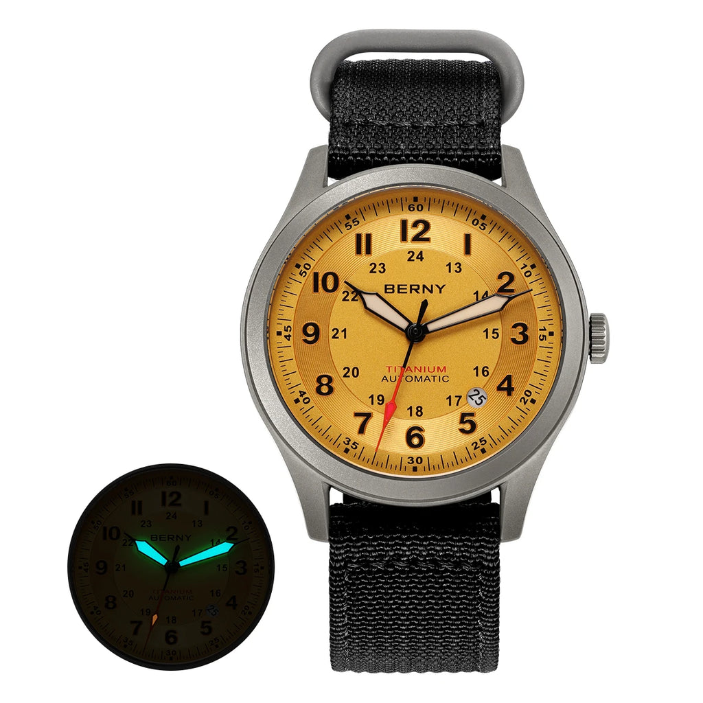 vastara berny full titanium es for sapphire super luminous field pilot date sports easy read watch 49 - sports unisex