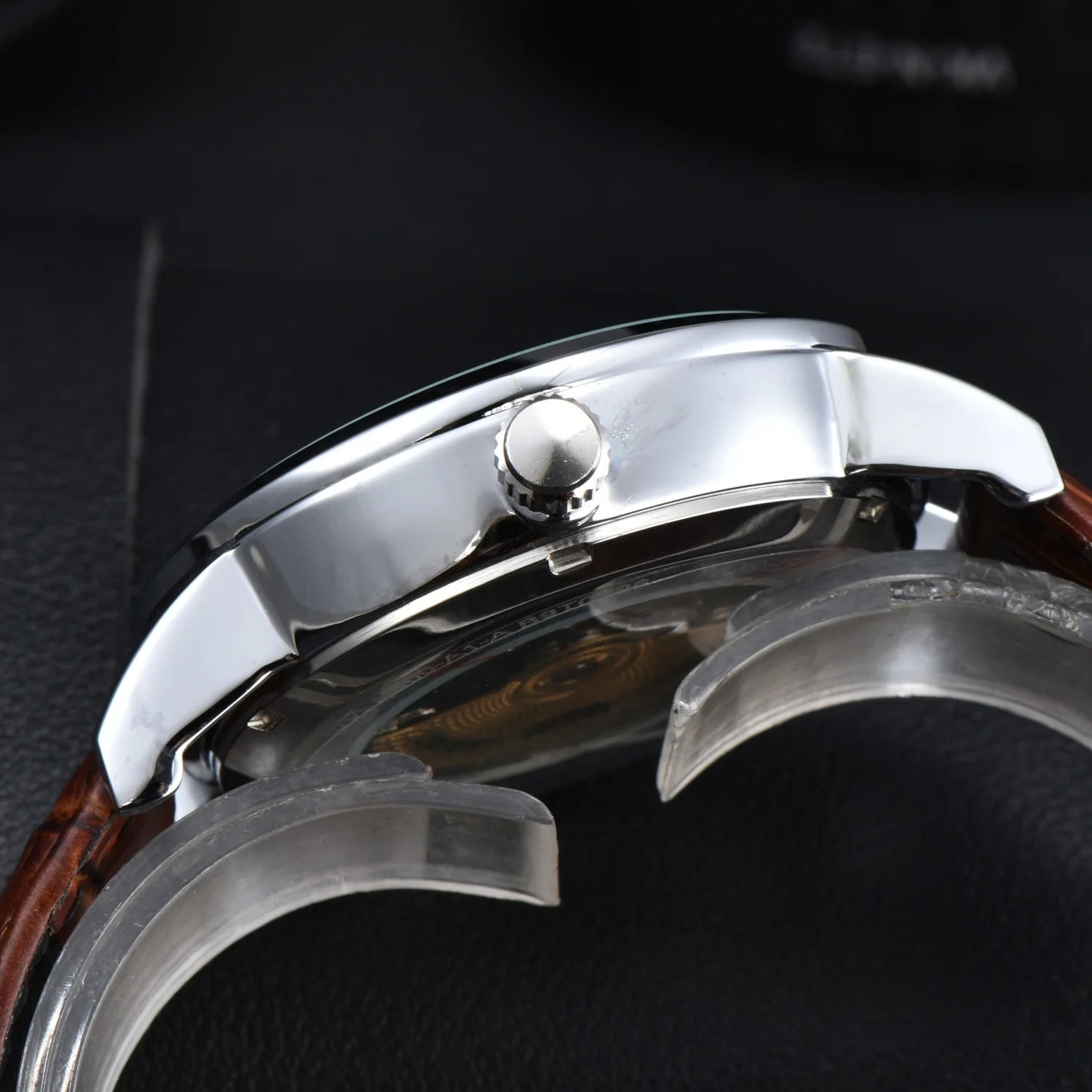 vastara orient double lion japanese fully hollowed out business 's leather strap watch 16 - business unisex timepiece with