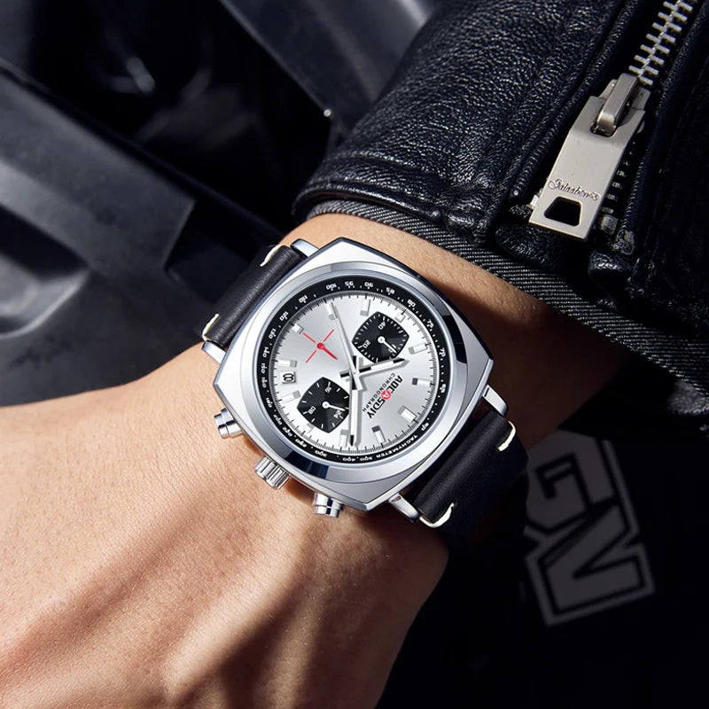 unisex modern watch vastara men’s square leather watch - daily wear timepiece with neutral dial (USA)