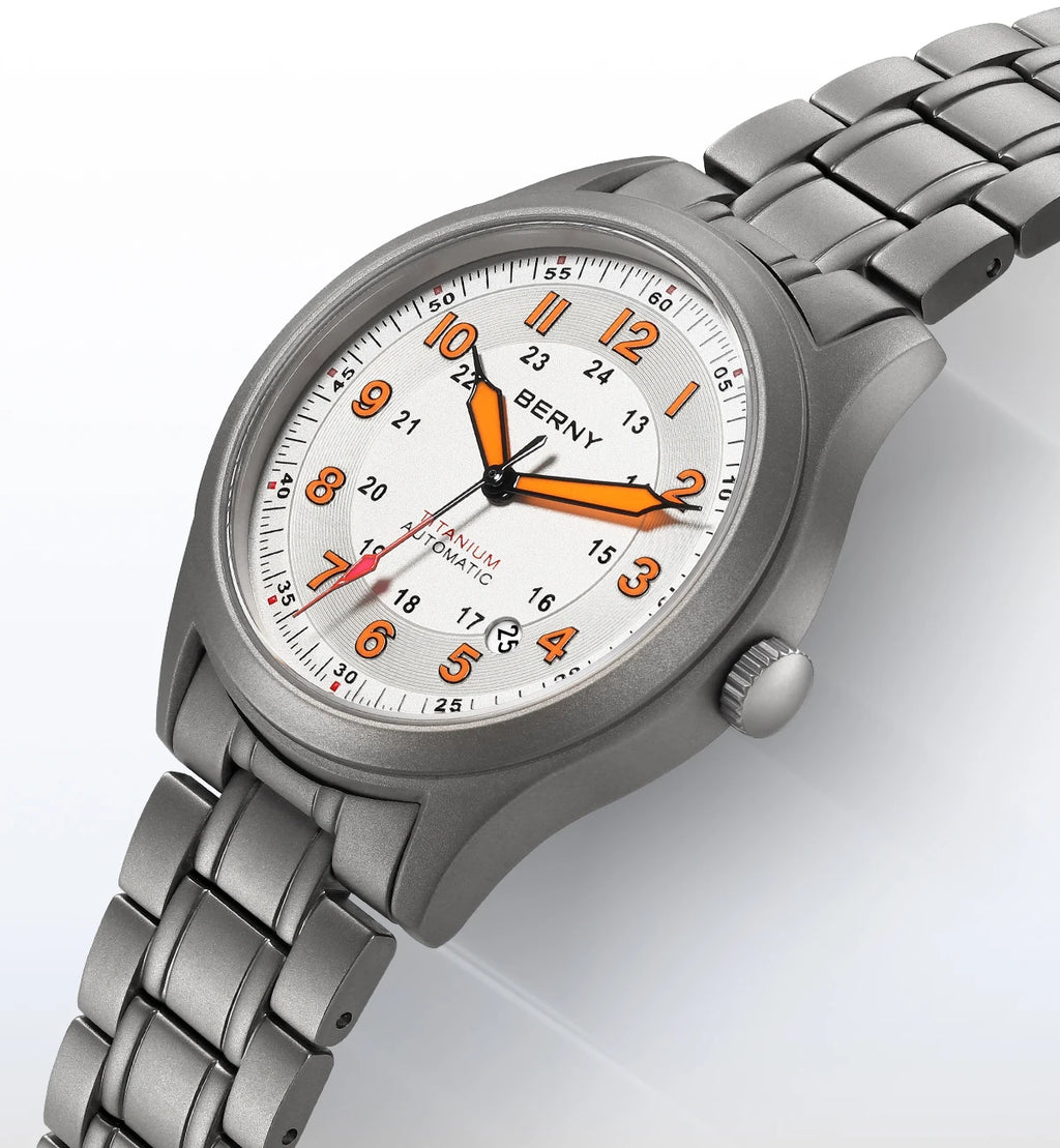 vastara berny full titanium es for sapphire super luminous field pilot date sports easy read watch 11 - sports unisex