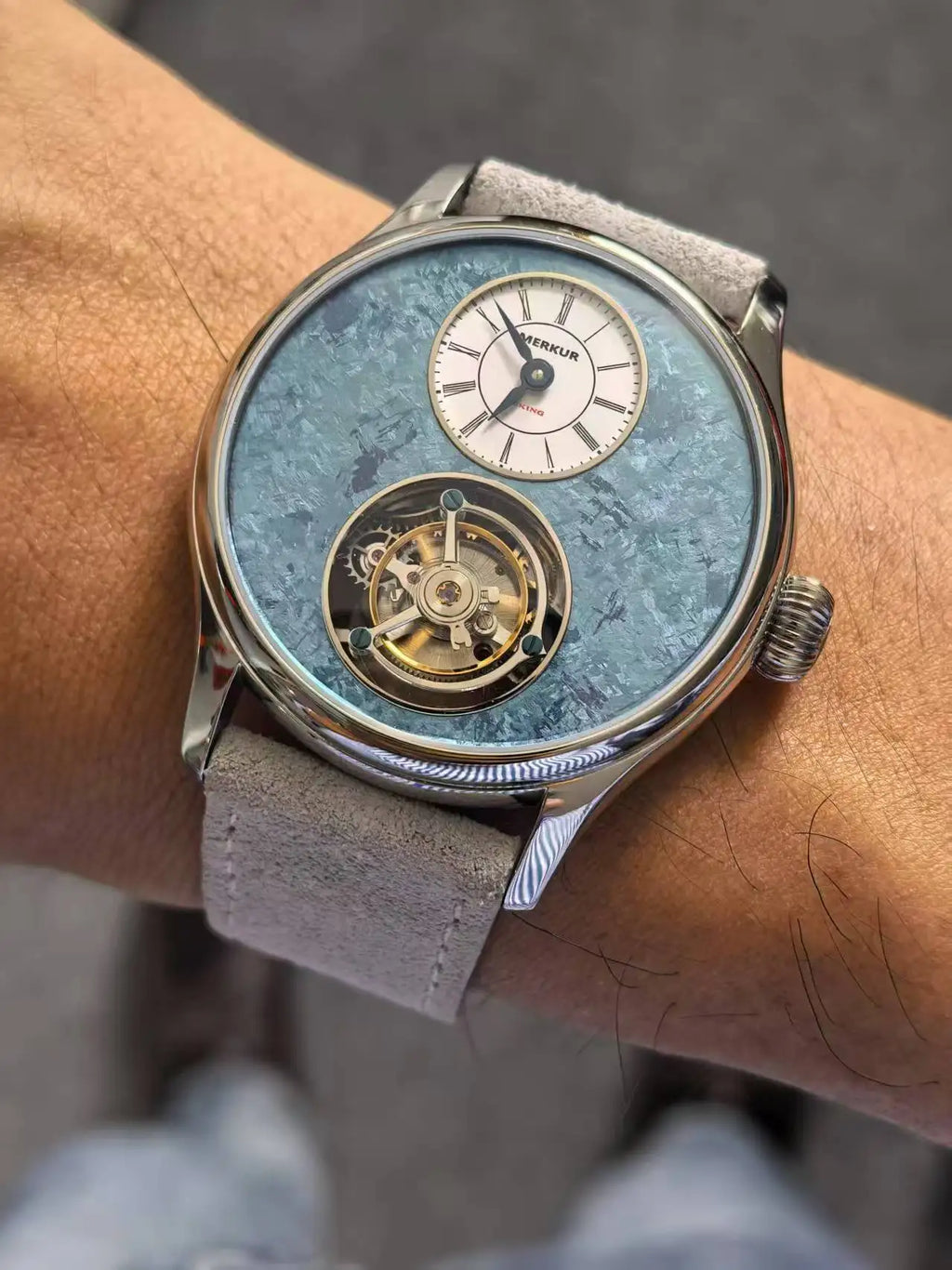 vastara merkur 100% tourbillon 's titanium ice flower dial sapphire for wristes relogio masculino watch 5 - classic unisex