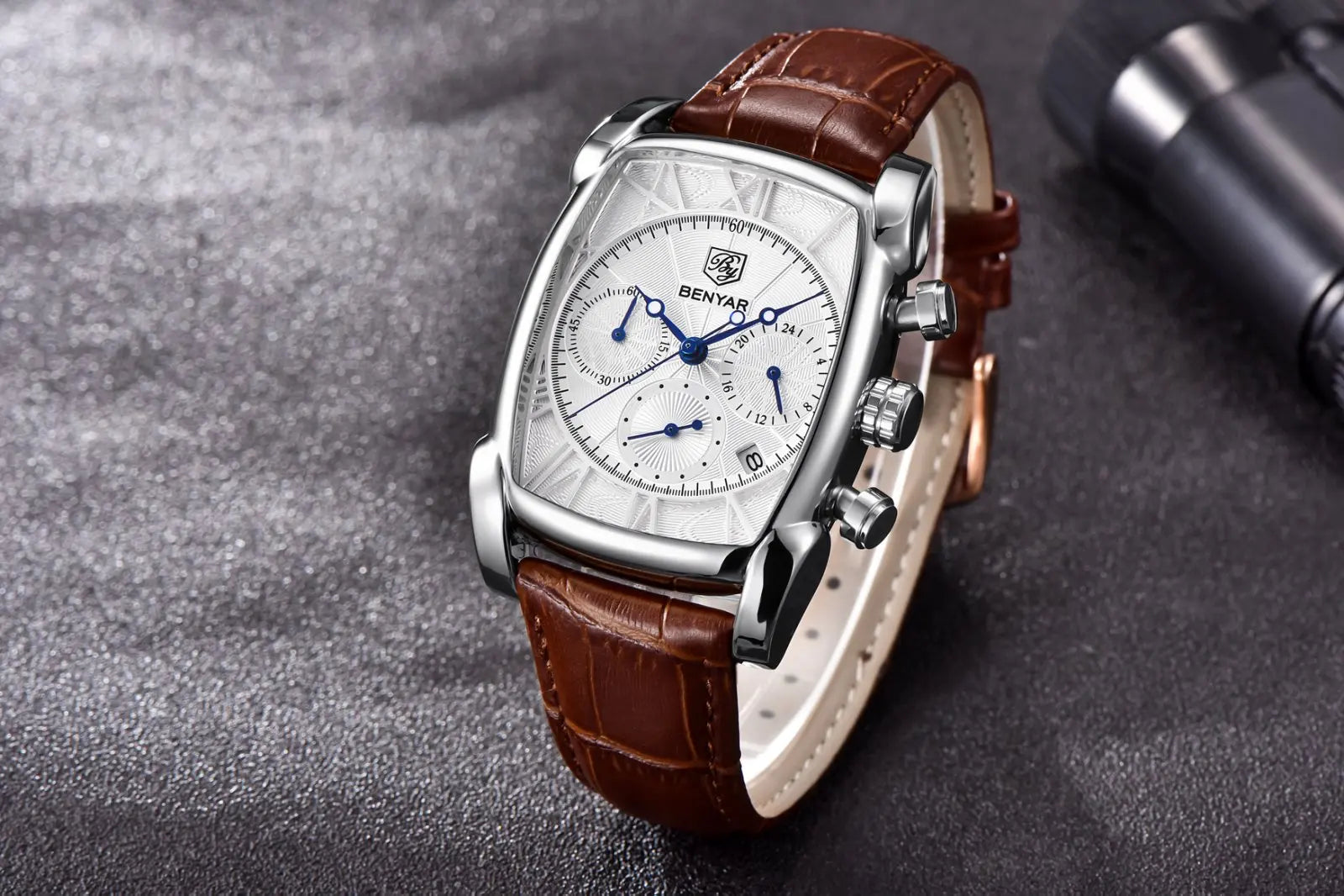 vastara relogio masculino s es chronograph leather military sport rectangle watch 15 - classic unisex timepiece with