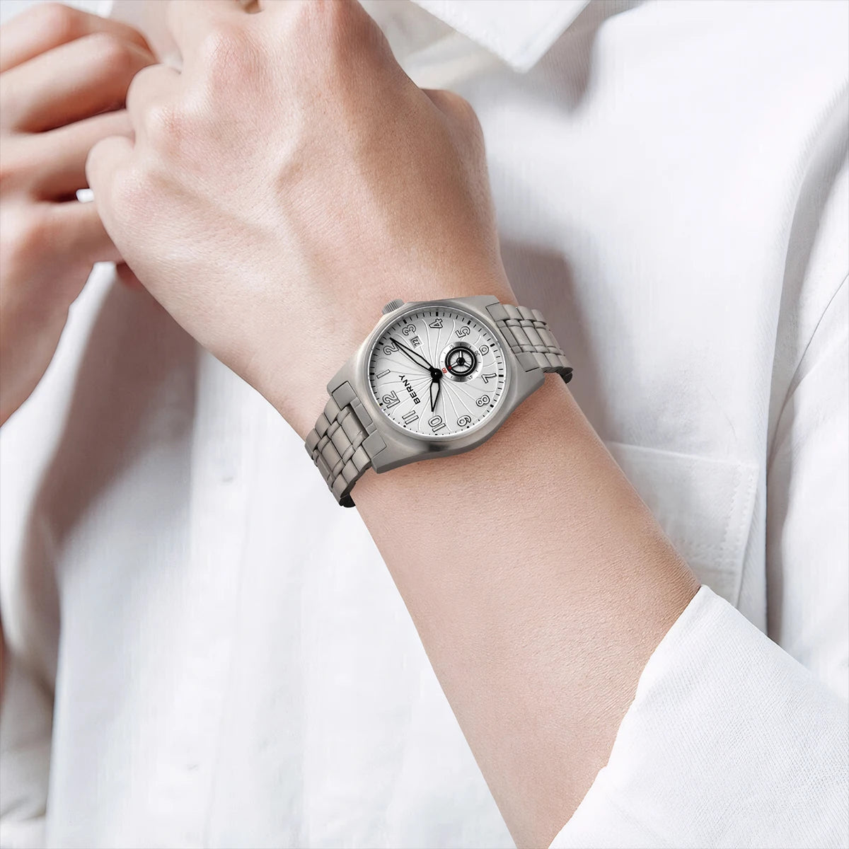 vastara berny full titanium super luminous with sapphire st1731 watch 34 - classic unisex timepiece with stainless steel