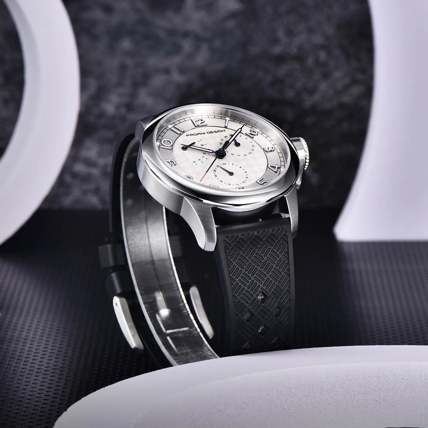 vastara chronograph sapphire pagani design 40mm japan tmi vh88 movt sapphire watch detail - reliable movement, chronograph,