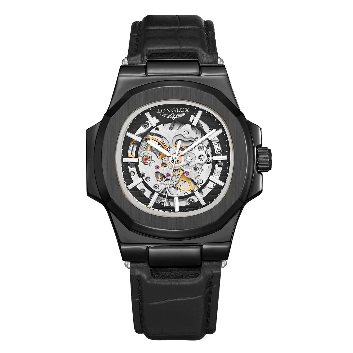 VASTARA vastara - shadowcore skeleton automatic watch unisex timepiece - waterproof leather band watch (USA)