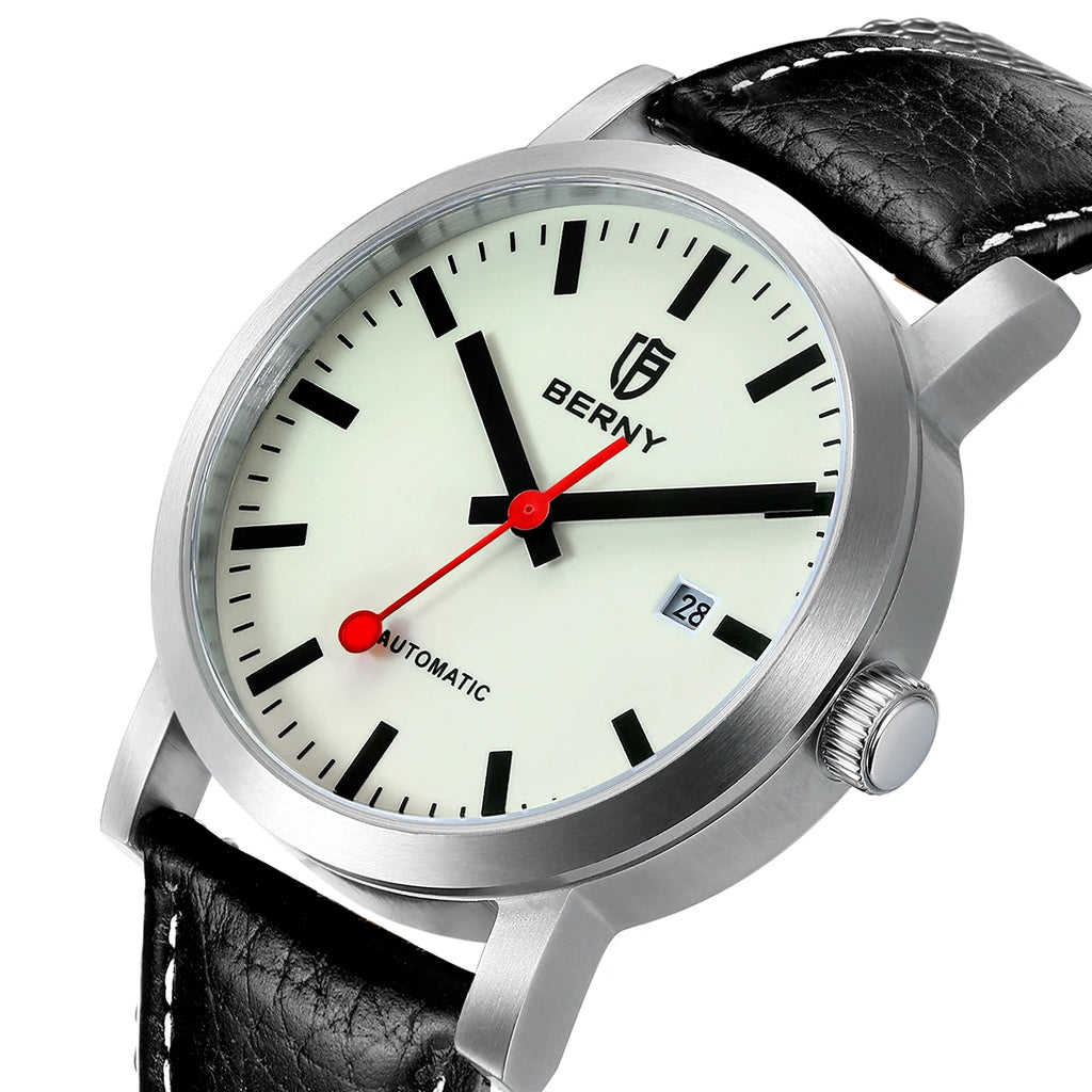 VASTARA vastara berny for self-wind sappire miyota luminous railroad unisex timepiece - stainless steel stainless steel