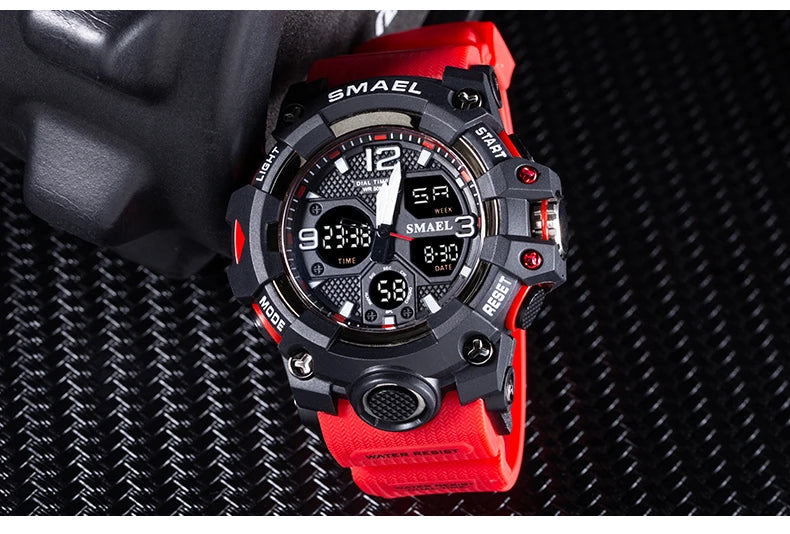 vastara sport military for alarm clock stop led digital back light dual time display 8008 's watch 46 - modern unisex