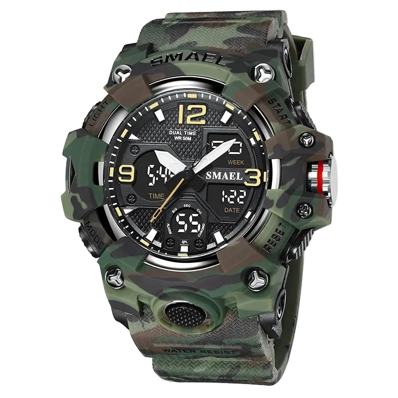 vastara sport military for alarm clock stop led digital back light dual time display 8008 's watch 71 - modern unisex