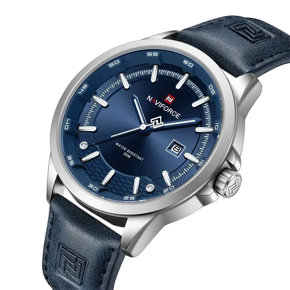 vastara naviforce classic alloy case leather band es business calendar clock gift reloj hombre - business unisex watch with