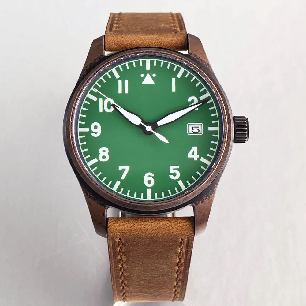 vastara sapphire tandorio retro pilot es nh35a 's aviator bronze pvd sapphire crystal 39mm watch 24 - classic unisex