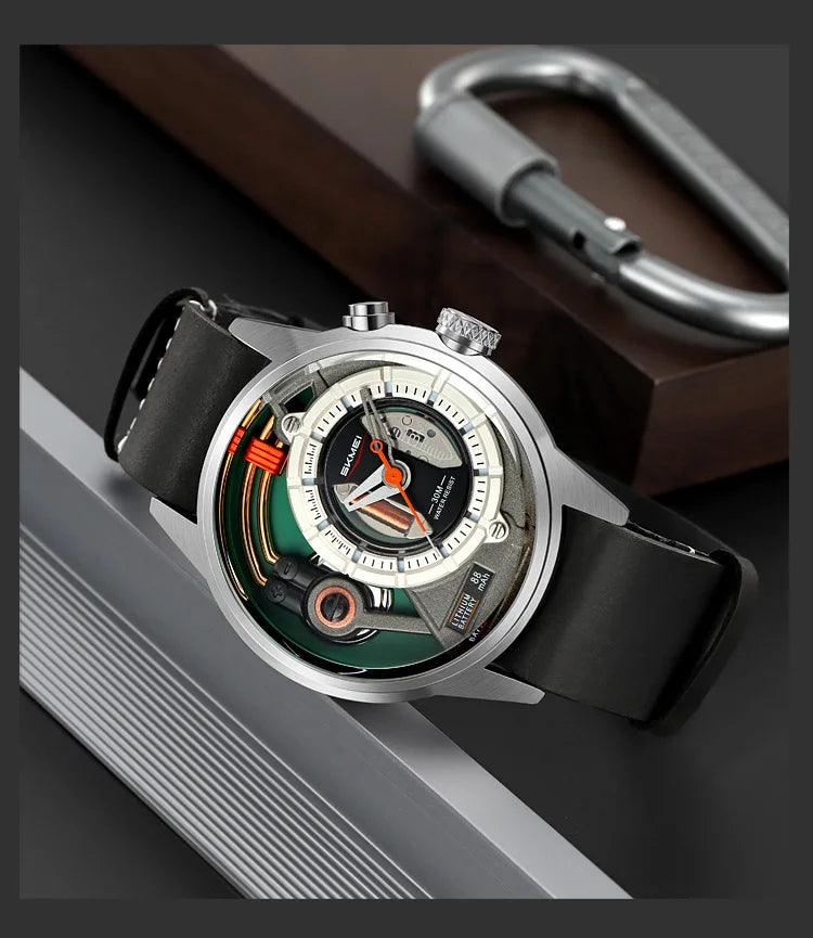 vastara skmei s genuine leather business elites alloy es s casual wristes display clock 2333 watch 19 - casual unisex