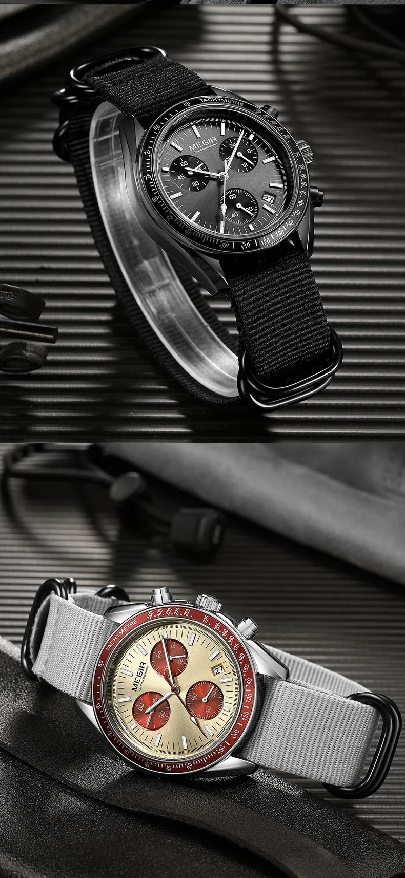 vastara megir 's canvas weaving strap sport chronograph watch 6 - classic unisex timepiece with chronograph (USA)