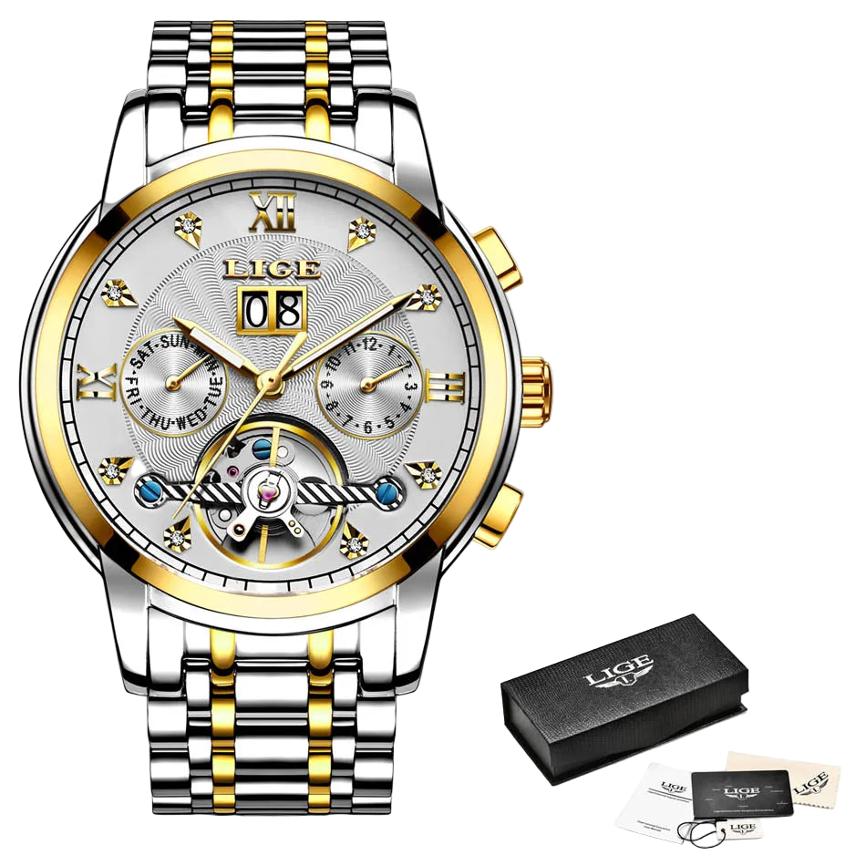 vastara - aeternum automatic mechanical moon phase leather watch for watch 14 - elegant unisex timepiece with waterproof