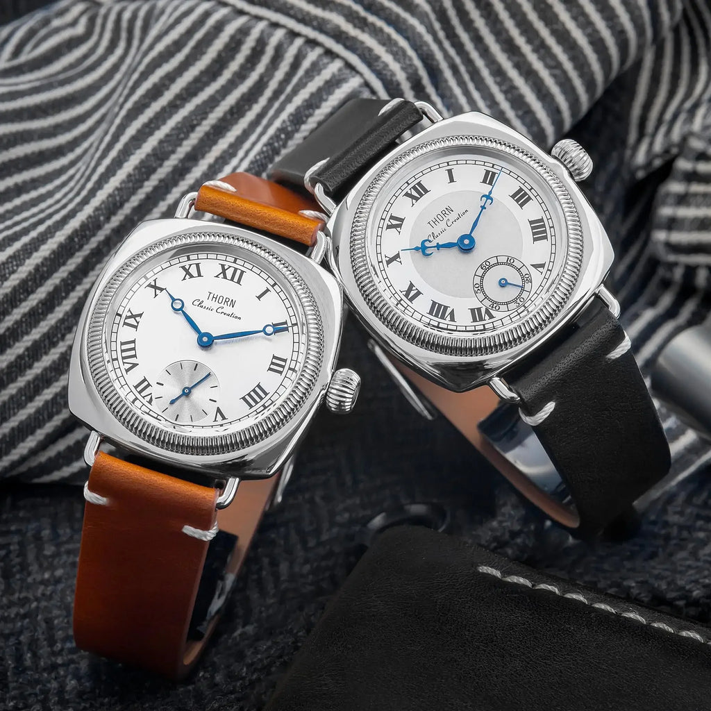 vastara thorn t002 tribute to classic oyster antique pillow shaped, retro, 's and 's couple - casual unisex watch with