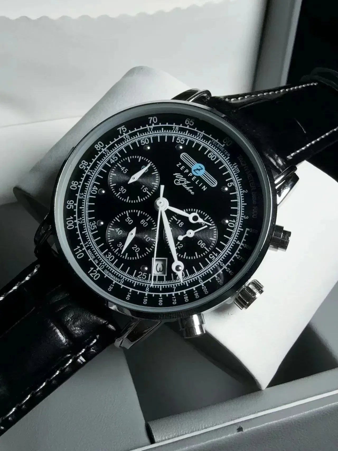 vastara - zeppelin skychrono 42mm quartz chronograph leather watch watch 7 - vintage unisex timepiece with chronograph (USA)