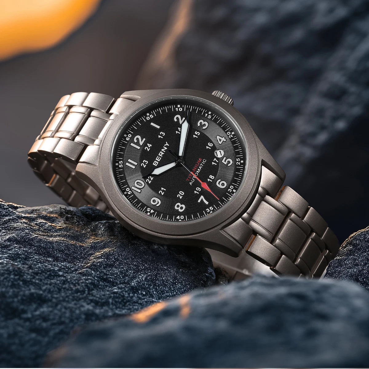 vastara berny full titanium es for sapphire super luminous field pilot date sports easy read watch 21 - sports unisex