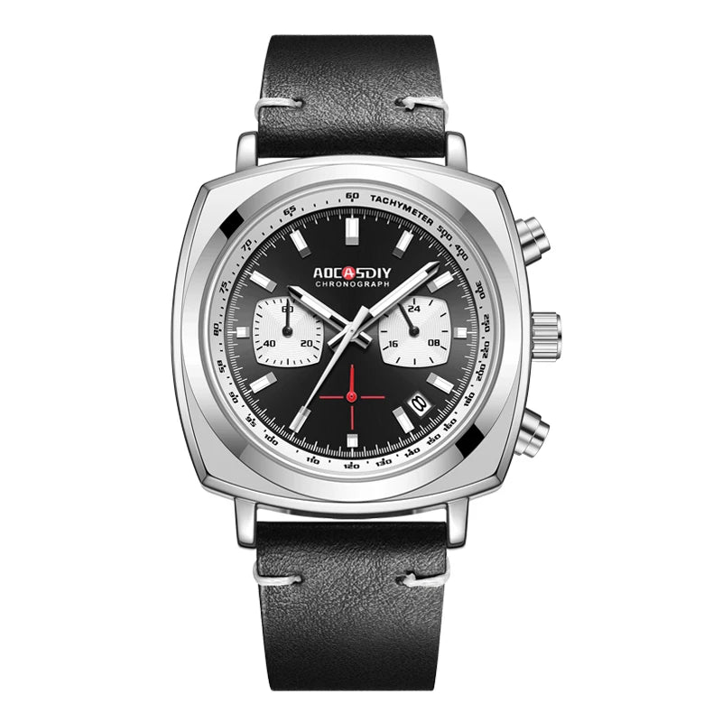 vastara men’s square leather watch watch 5 - modern unisex timepiece with chronograph (USA)