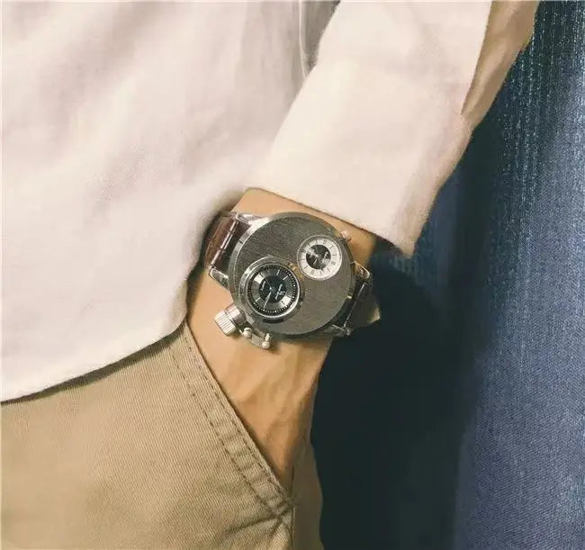 vastara 's es punk dual dial business stainless steel strap military watch 10 - business unisex timepiece with stainless