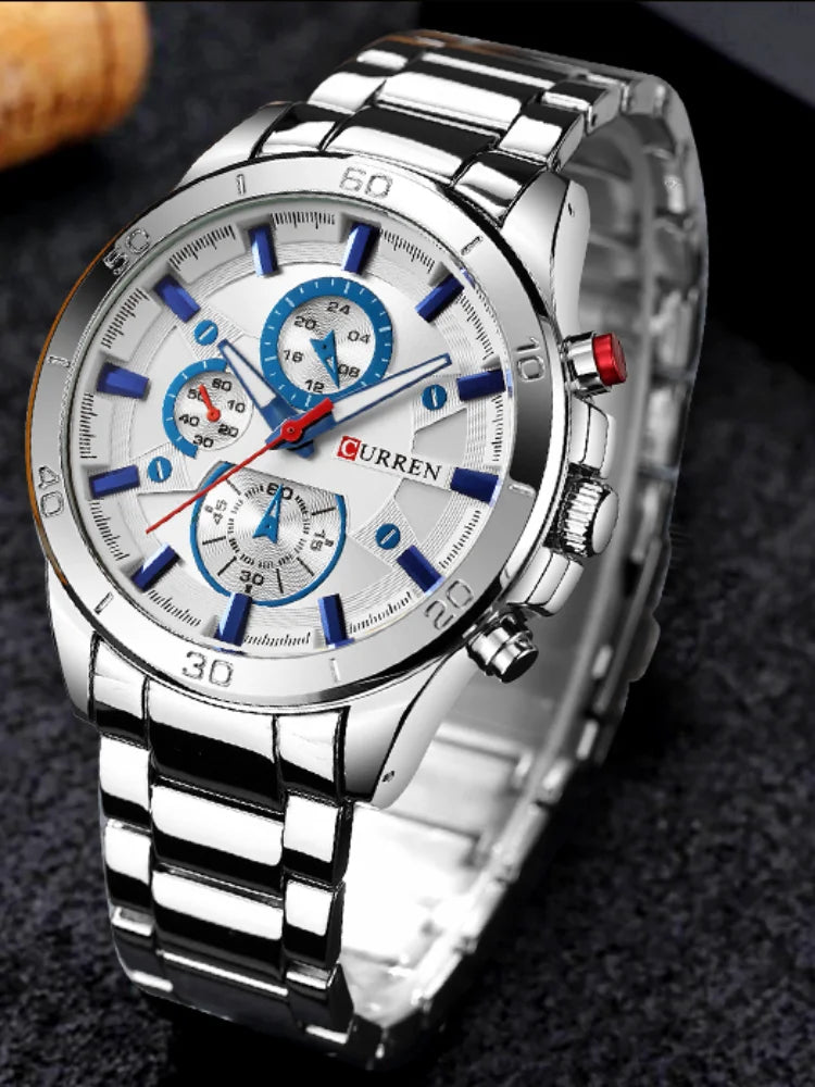 vastara 8275 's stainless steel strap night light chronograph casual 's clock gift watch 14 - casual unisex timepiece with