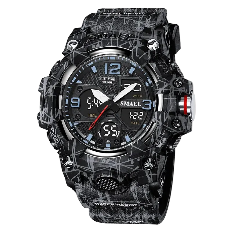 vastara sport military for alarm clock stop led digital back light dual time display 8008 's watch 64 - modern unisex