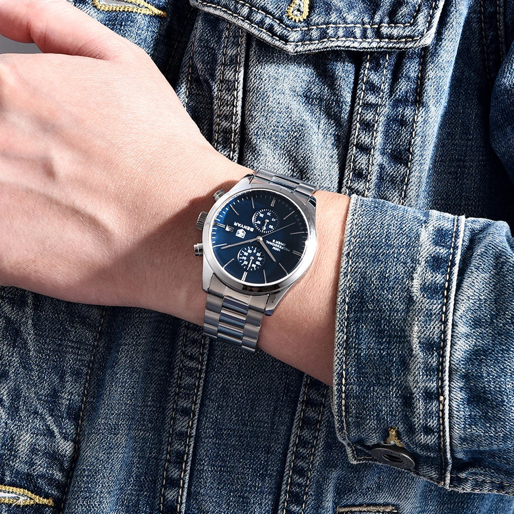 unisex luxury watch vastara chronograph luxury30m chronograph leather clock relojes hombre - japanese - japanese chronograph