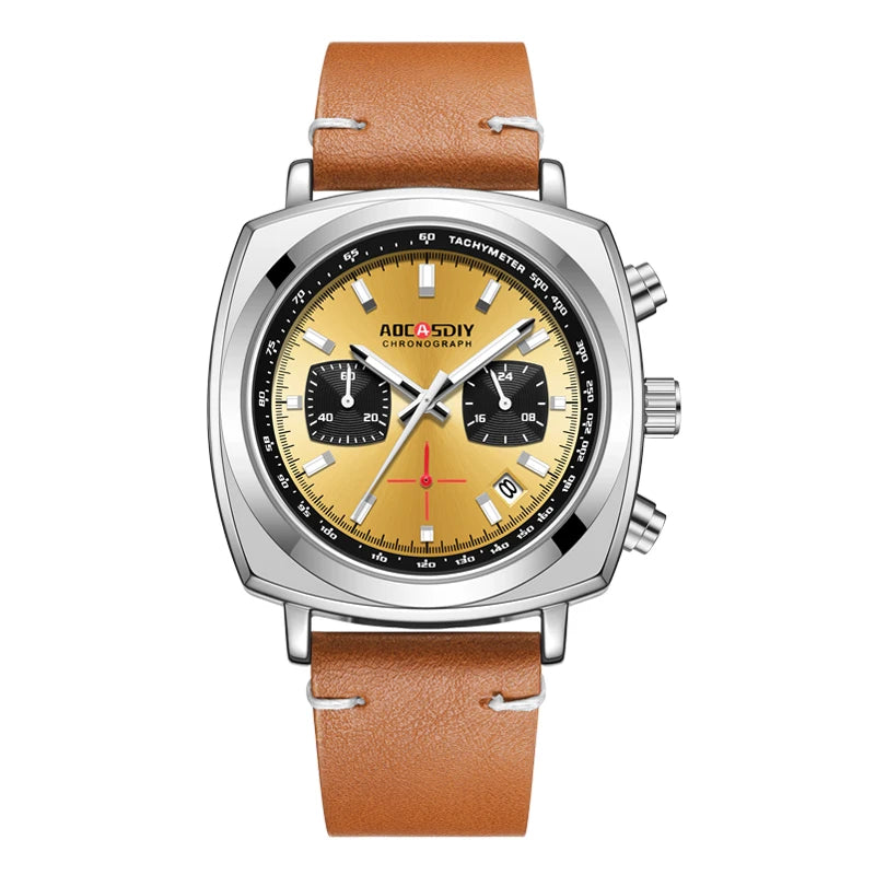 vastara men’s square leather watch watch 7 - modern unisex timepiece with chronograph (USA)