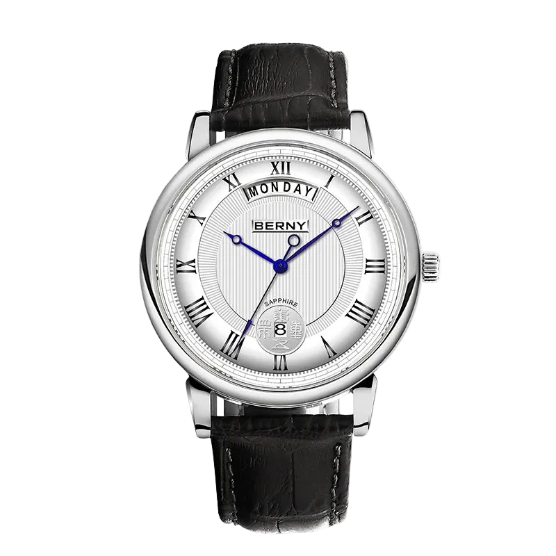 vastara berny miyota vj55top day date stainless steel sapphire for watch 24 - classic unisex timepiece with chronograph (USA)