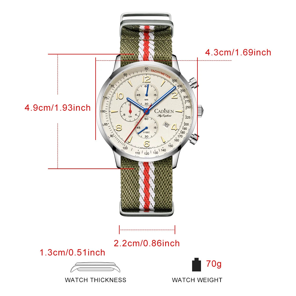 vastara chronograph cadisen chronograph s - chronograph watch 6 - classic unisex timepiece with chronograph (USA)
