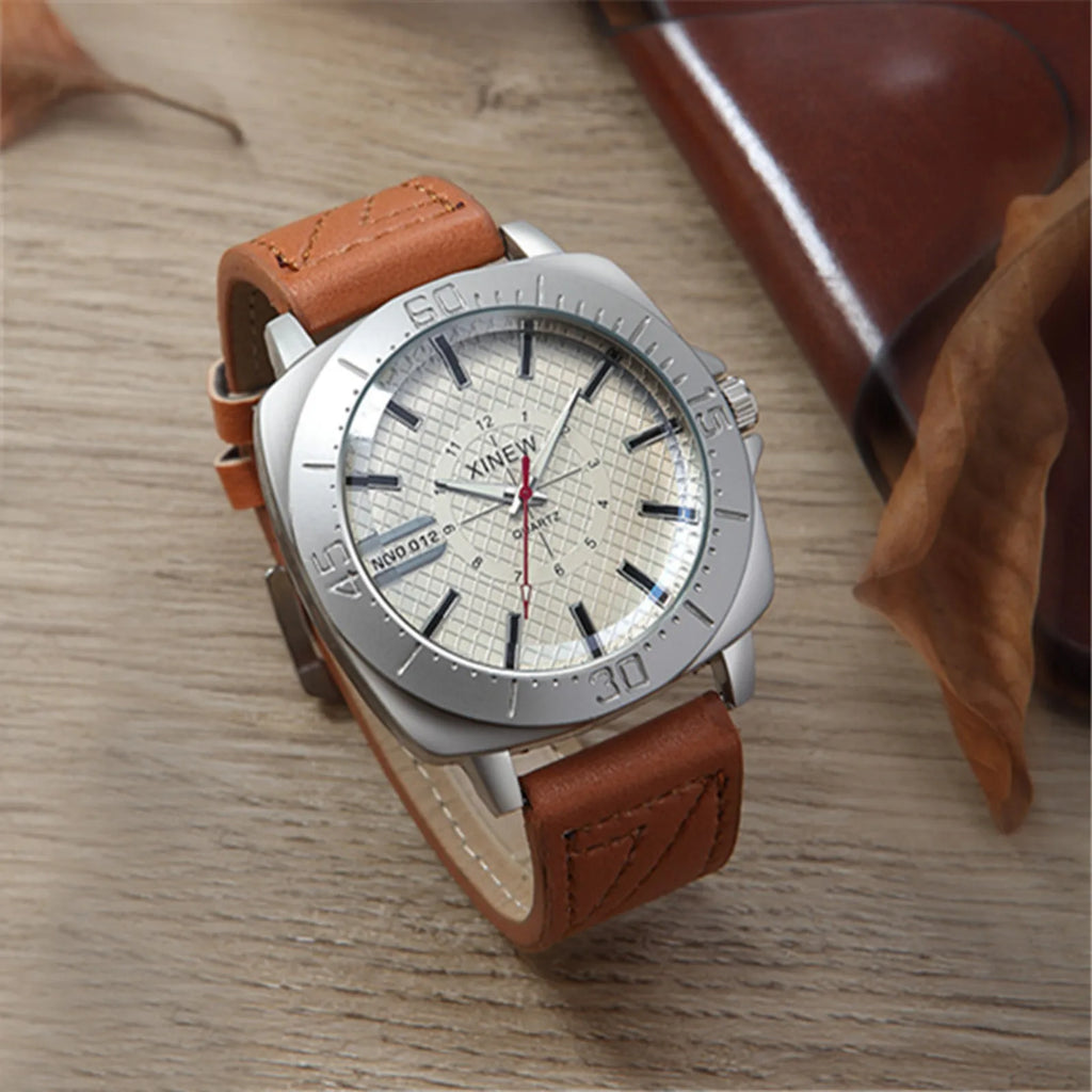 vastara hig-end simple business leather band strap glass minimalist round dial versatile daily outgoing watch 30 -